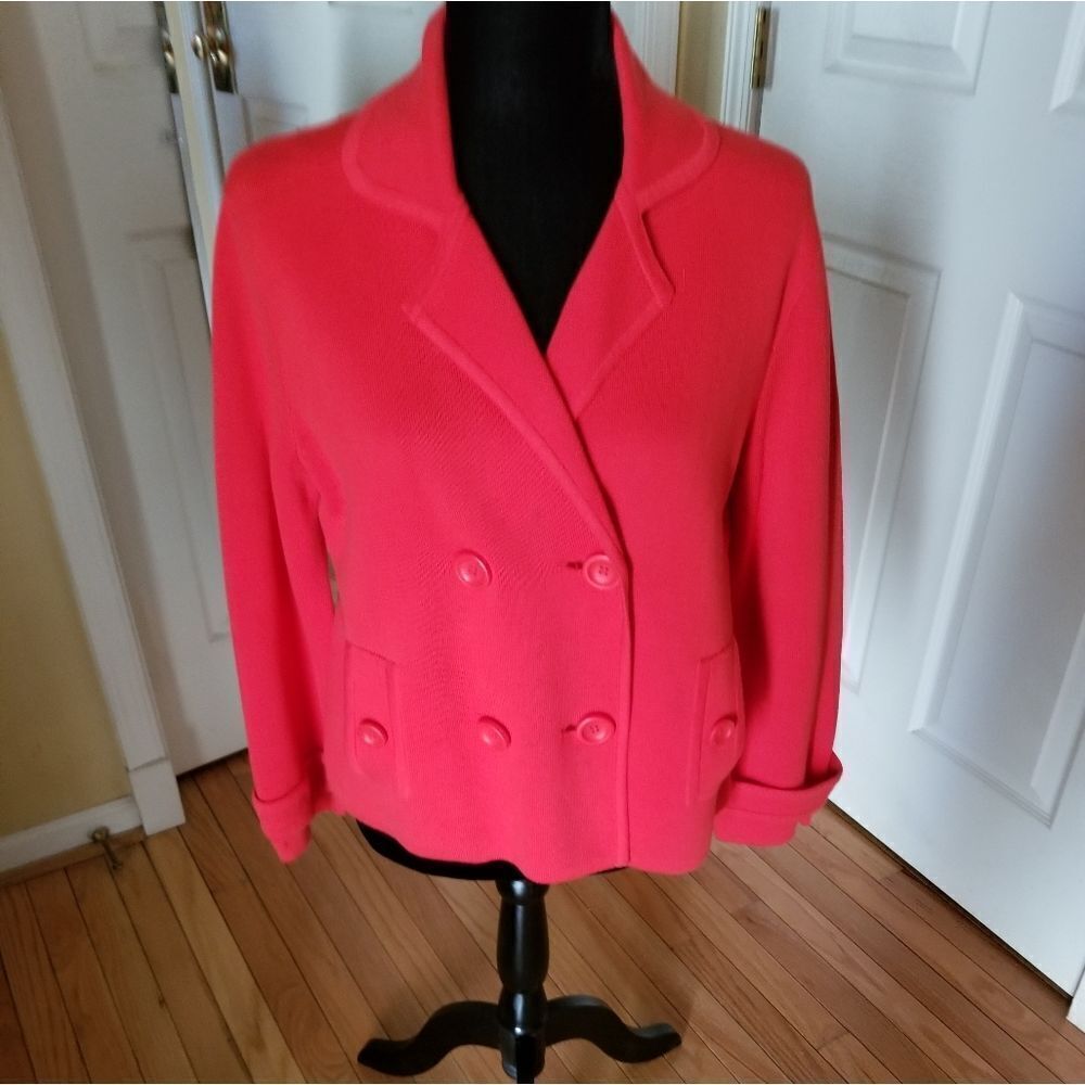 TALBOTS RED KNIT DOUBLE BREASTED JACKET